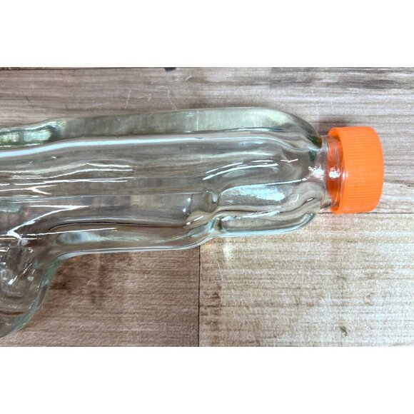 Glass Gun-Shaped Bottle With Orange Screw Cap For Decorative Use Or Collectors - Picture 3 of 4